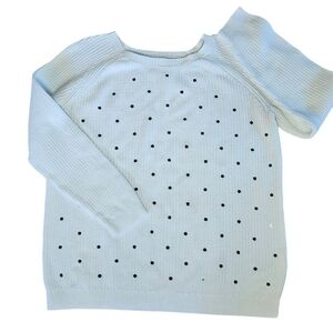 Elle ladies white cotton sweater White with black polkadots​​​​​​